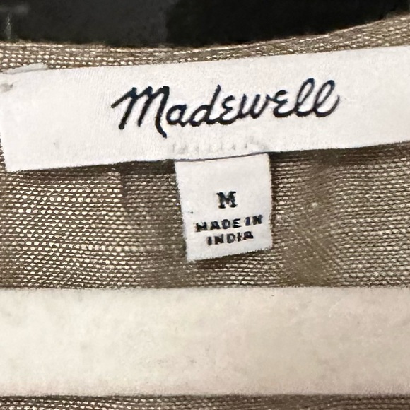Madewell Linen Blend Button Down Babydoll Short Sleeve Mini Dress Size Medium - Picture 7 of 8
